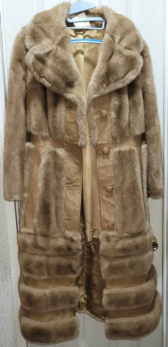 Vintage 1970s Israel Faux Fur Leather Paneled 2-in-1 Coat Tissavel France Small